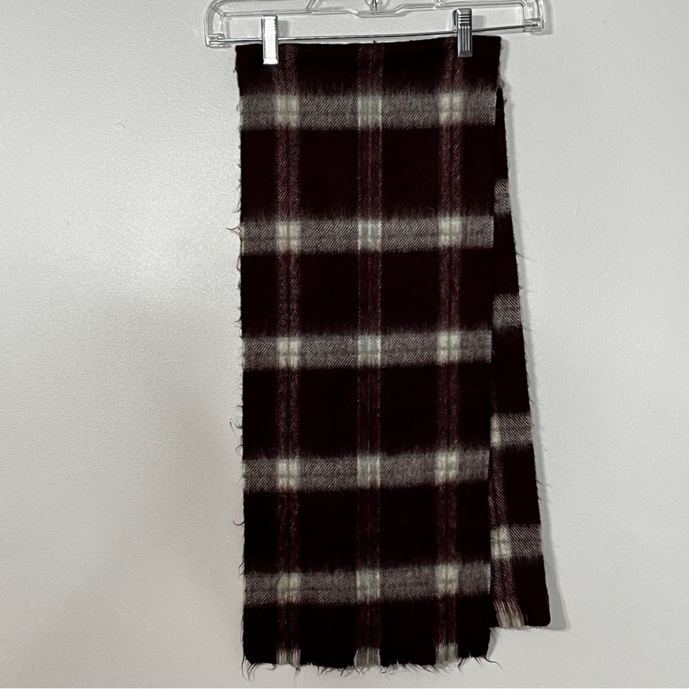 Australian Burgundy Plaid Wool Scarf